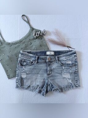 BKE Stella Light Wash Low Rise Stretch Denim Cutoff Shorts